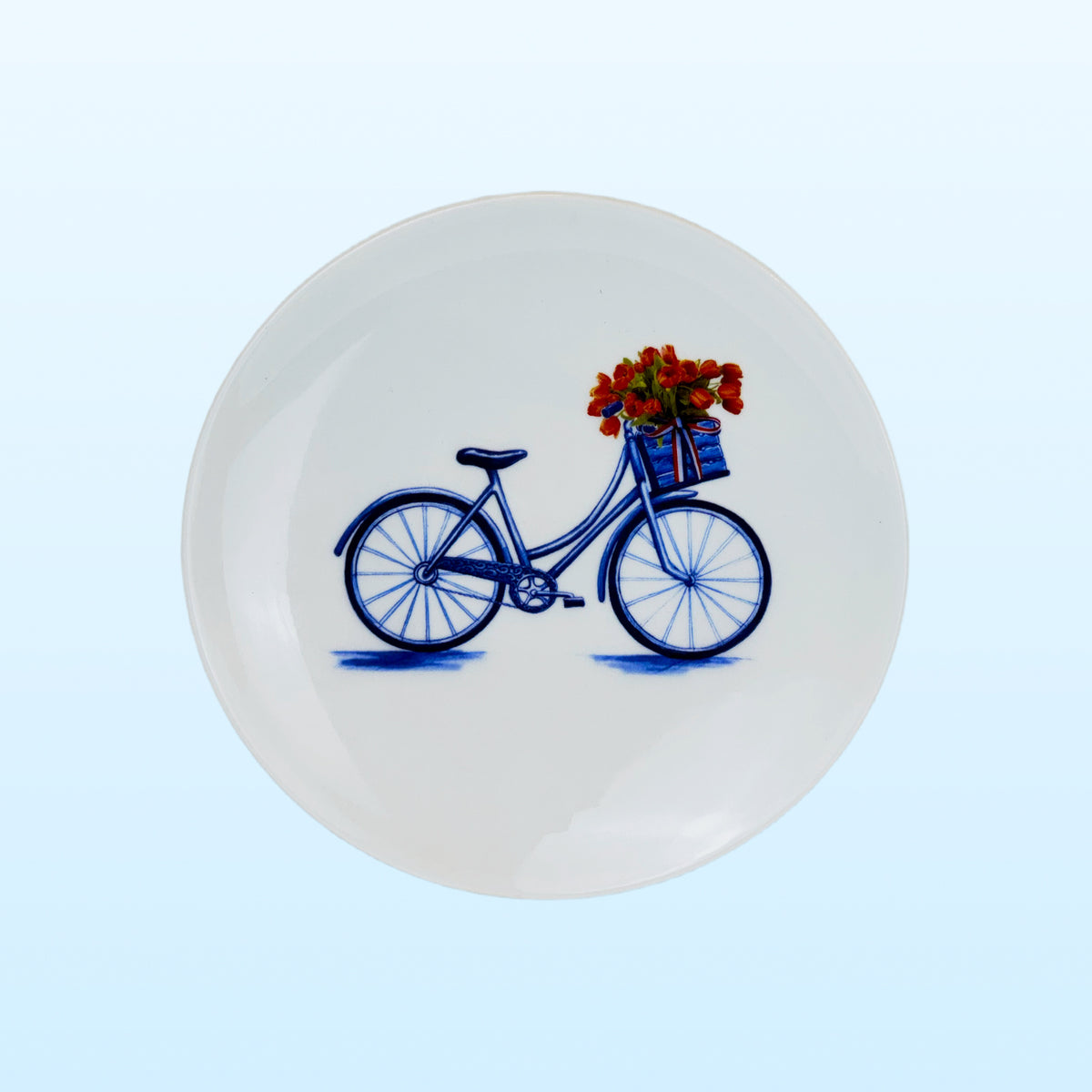 Heinen Delfts Blauw wandbord fiets