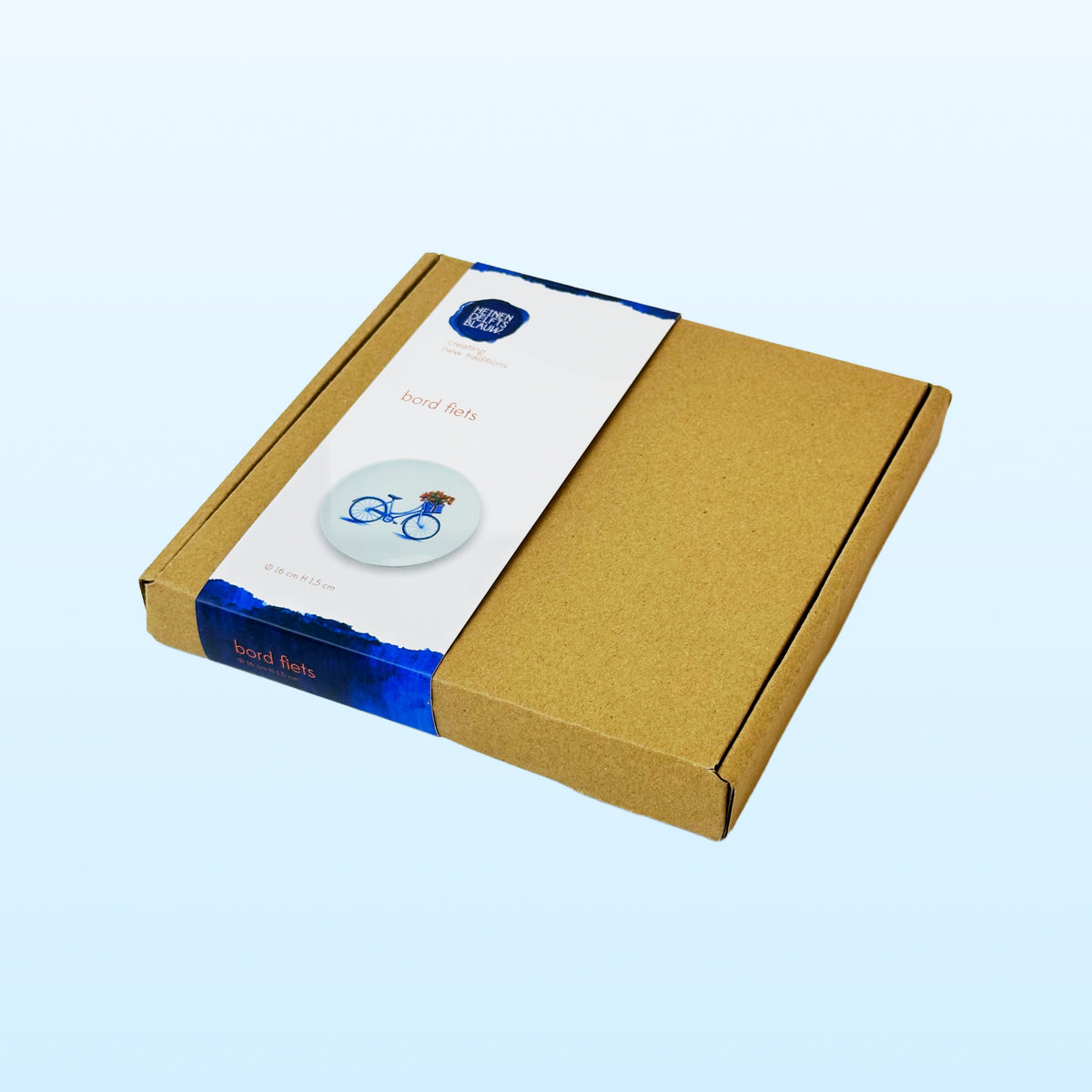 Heinen Delfts Blauw wandbord fiets