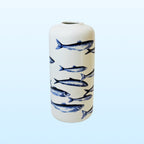 Heinen Delfts Blauw cilindervaas vissen